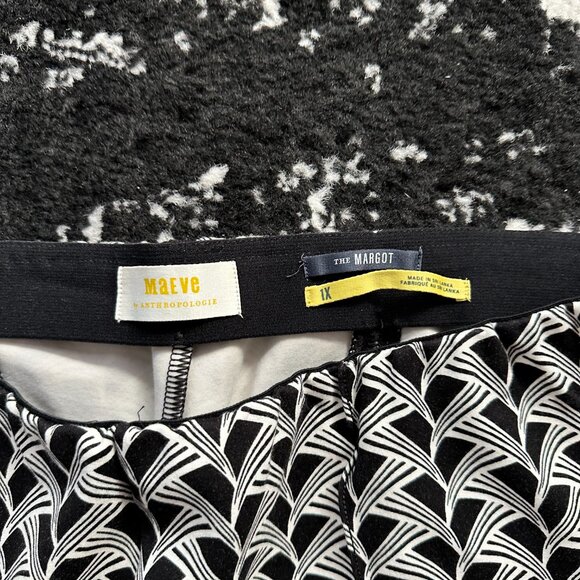 Anthropologie Maeve Margot Kick-Flare Cropped Pants, Black and White, 1x - Picture 6 of 8